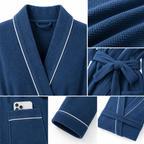 cotton blend waffle bathrobe fabric details