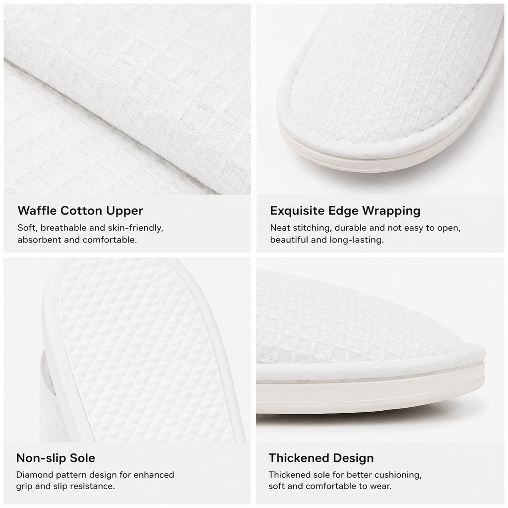 Waffle cotton texture and diamond anti-slip outsole details