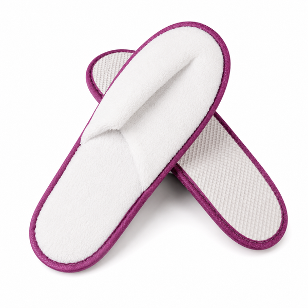 Luxury coral fleece hotel slippers with waterproof laminated sole