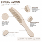 Close-up detail of wheat straw hotel comb with smooth rounded teeth